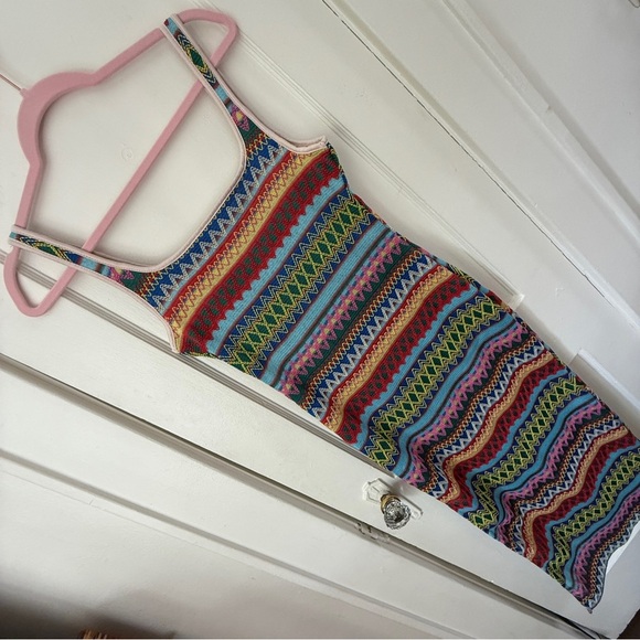 SHEIN Multicolor Zigzag Knit Bodycon Maxi Dress Size Petite M - Picture 1 of 8